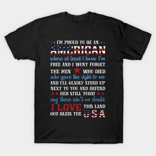 American map and Flag, 4th of July, happy independence day God Bless America T-Shirt